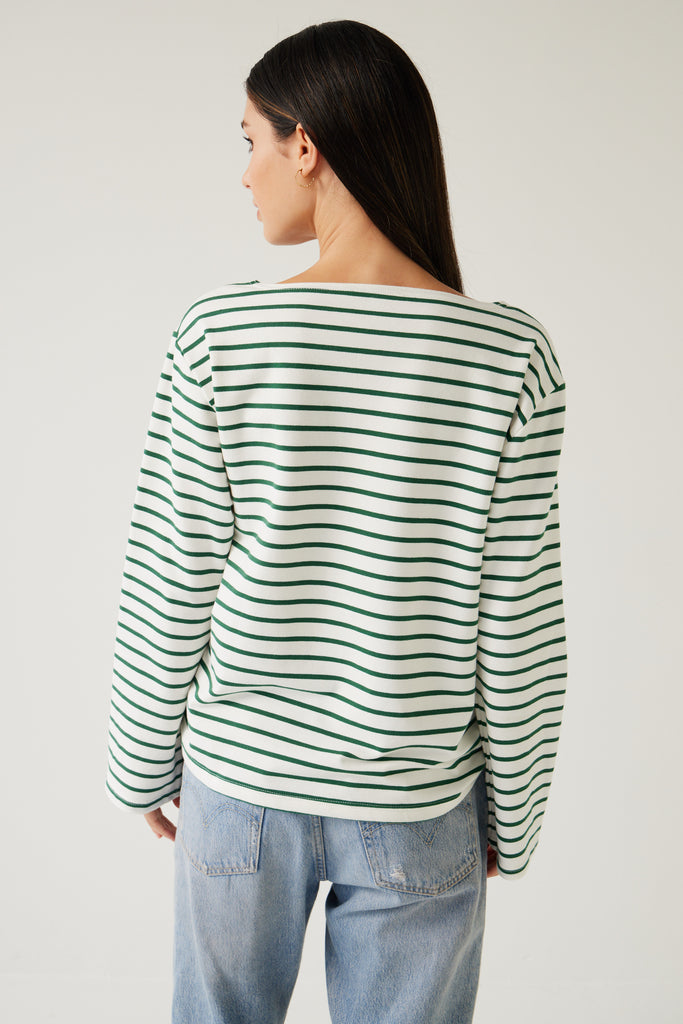 Tuesday Label Satellite tee Green and white stripe