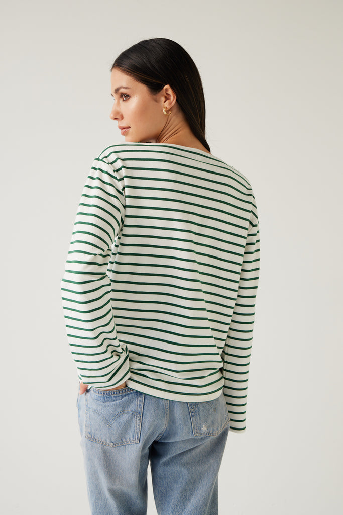 Tuesday Label Satellite tee Green and white stripe