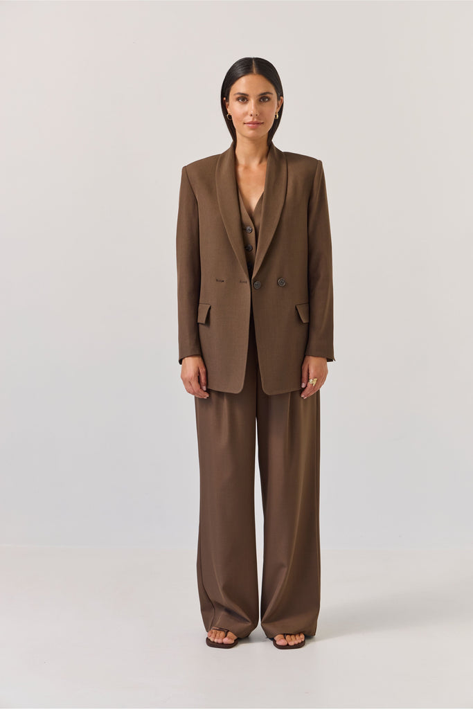 Longline Blazer | Bitter Chocolate Jackets 8,10,12,14 Tuesday Label