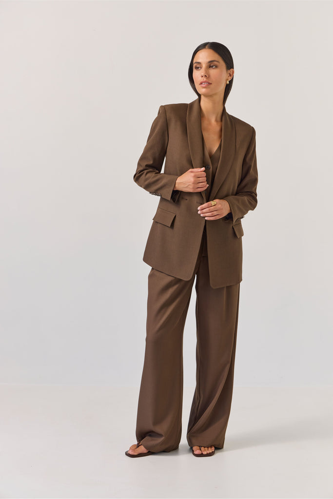Longline Blazer | Bitter Chocolate Jackets 8,10,12,14 Tuesday Label