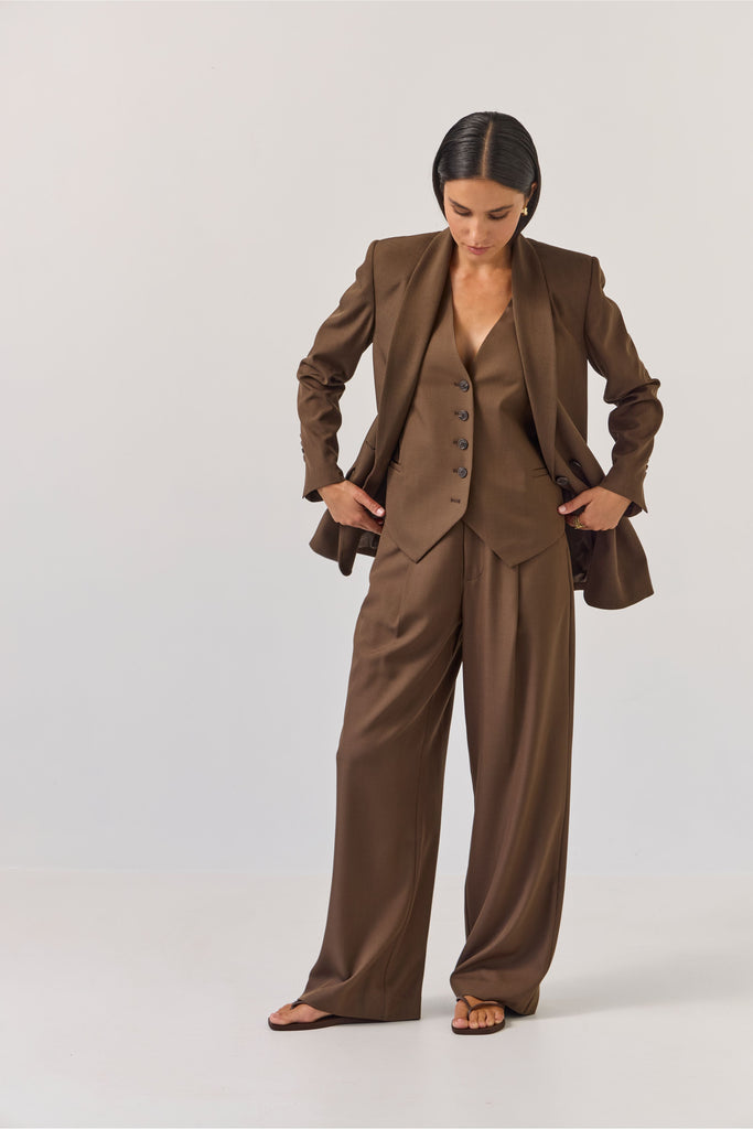 Longline Blazer | Bitter Chocolate Jackets 8,10,12,14 Tuesday Label