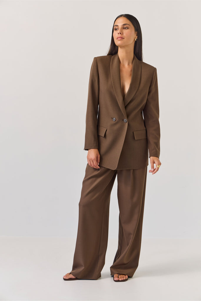 Longline Blazer | Bitter Chocolate Jackets 8,10,12,14 Tuesday Label