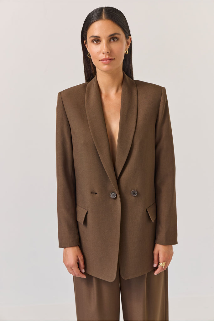 Longline Blazer | Bitter Chocolate Jackets 8,10,12,14 Tuesday Label