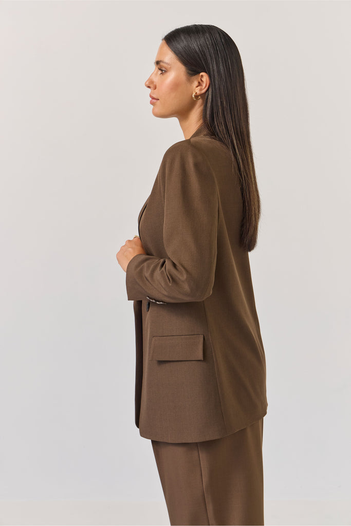 Longline Blazer | Bitter Chocolate Jackets 8,10,12,14 Tuesday Label