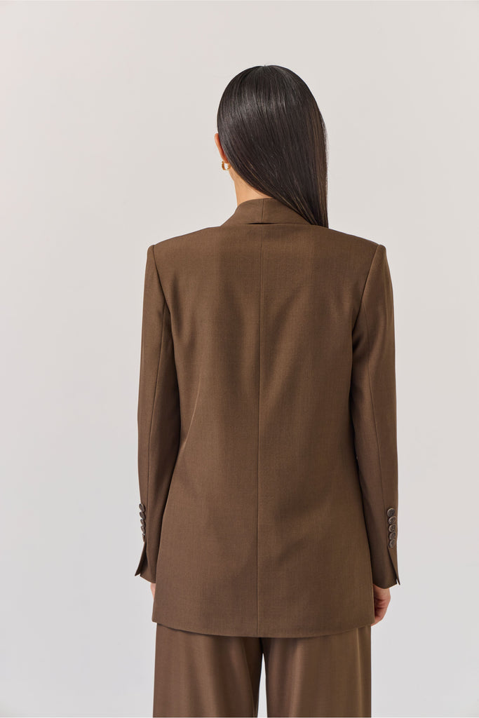 Longline Blazer | Bitter Chocolate Jackets 8,10,12,14 Tuesday Label