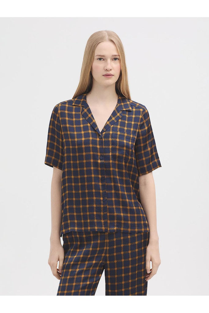 Nice Things Garden Checks Shirt Navy with matching Garden Checks Trouser