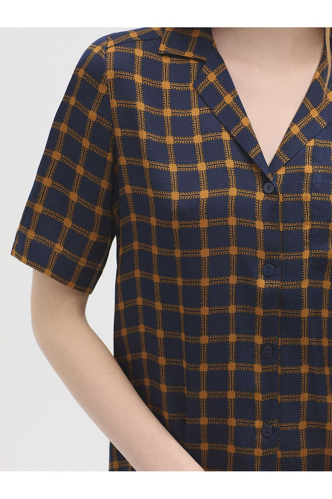 Nice Things Garden Checks Shirt Navy