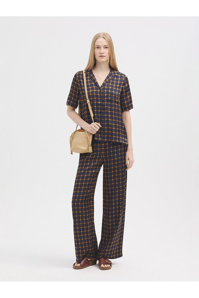 Nice Things Garden Checks Shirt Navy with matching Garden Checks Trouser