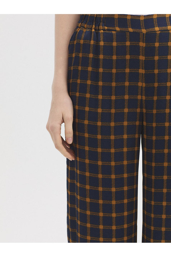 Nice Things Garden Checks Trouser Navy