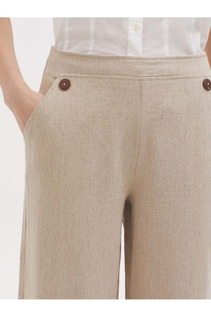 Nice Things Natural Linen Trouser in Light stone