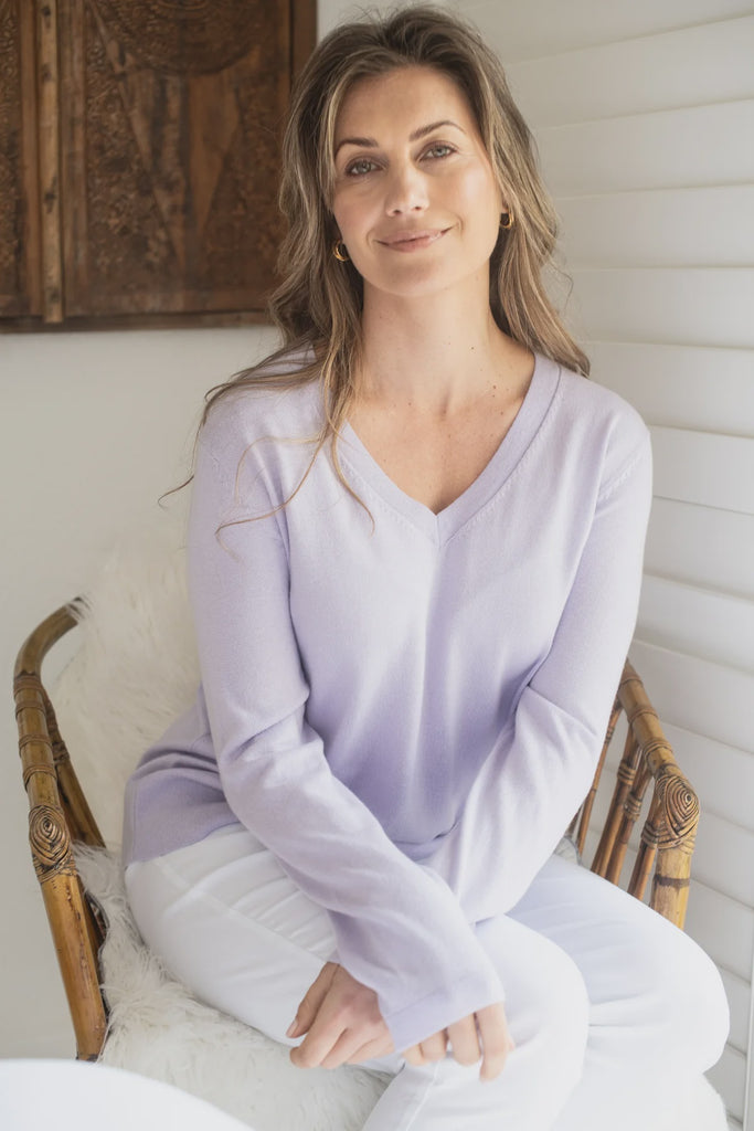 West Palm Cotton Cashmere V Neck Jumper | Serendipity Sweaters XS,S,M,L Alashan