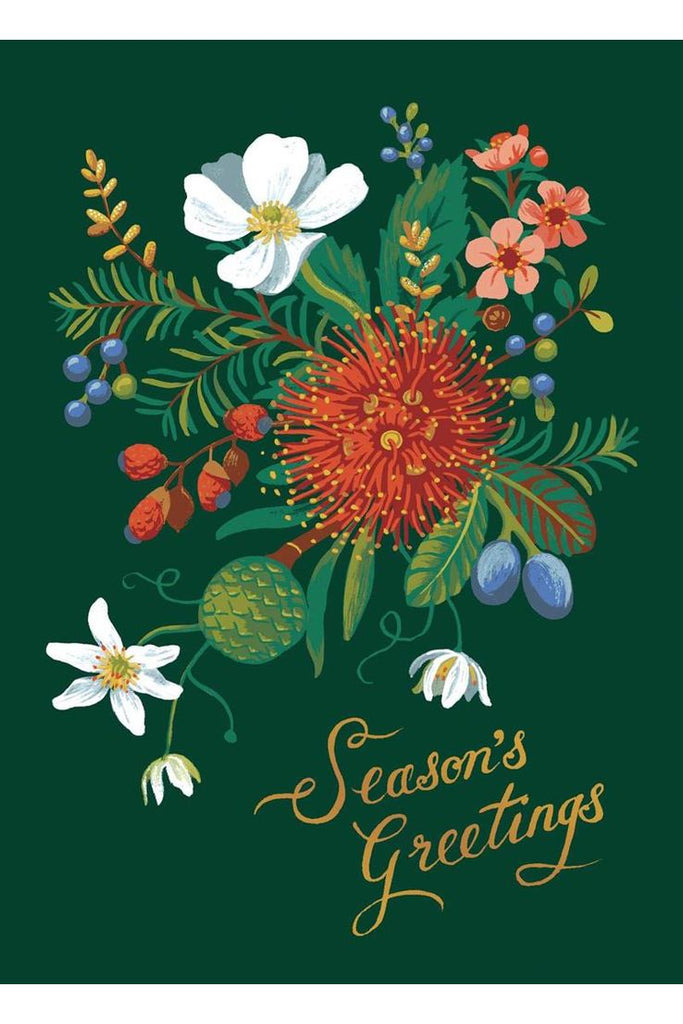 Greeting Card | Seasons Greetings Flower Bunch Christmas Greeting Cards Wolfkamp & Stone