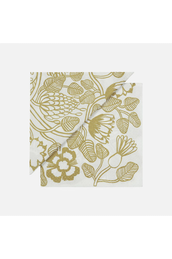 Christmas Cocktail Napkin | Marimekko Tiara Gold Christmas Paper Napkins IHR