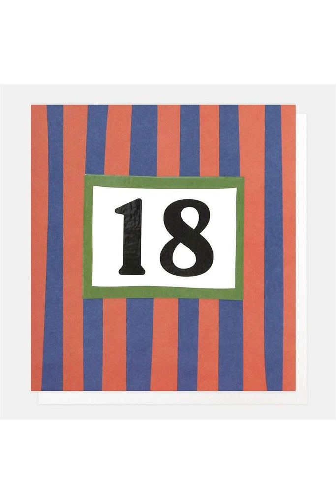 Greeting Card Red/Blue Stripe 18th Birthday Birthday Greeting Card Caroline Gardner