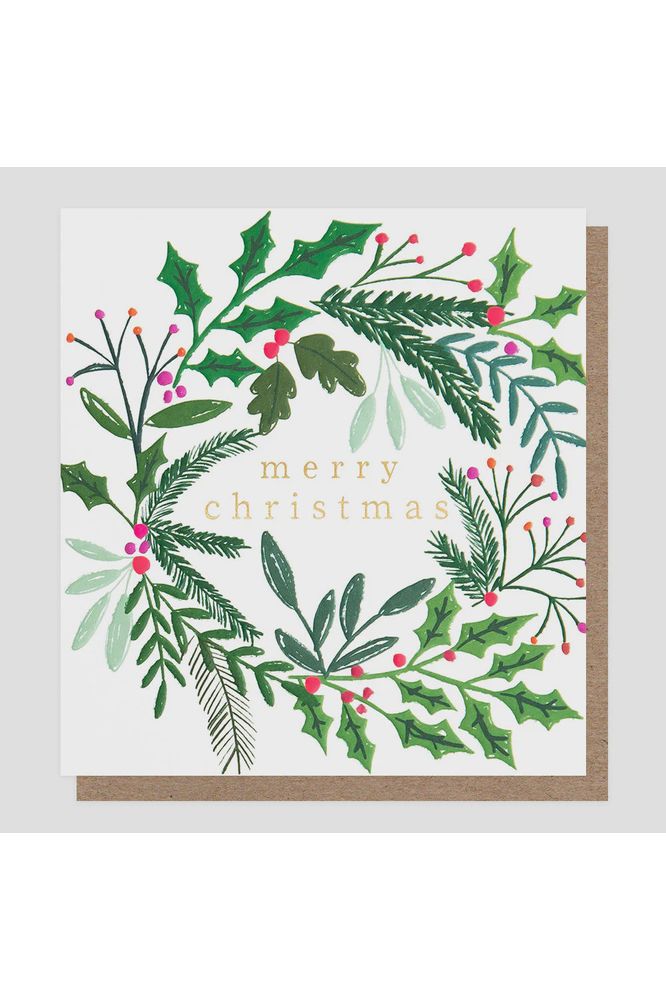 Greeting Card | Foliage Wreath Christmas Greeting Cards Caroline Gardner