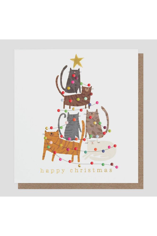 Greeting Card | Cat Tree with Gold Star Christmas Greeting Cards Caroline Gardner