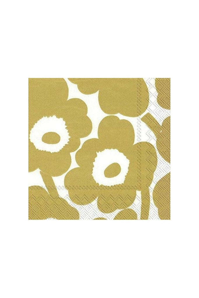 Christmas Cocktail Napkin | Marimekko Unikko White Gold Christmas Paper Napkins IHR