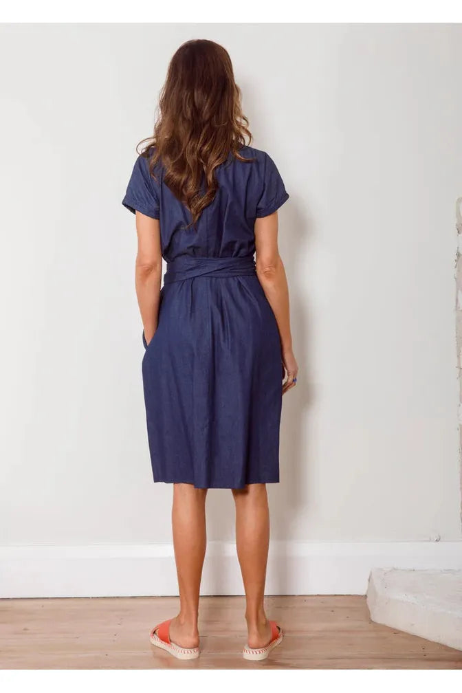 Dalston Izzy Dress Indigo Chambray Cotton