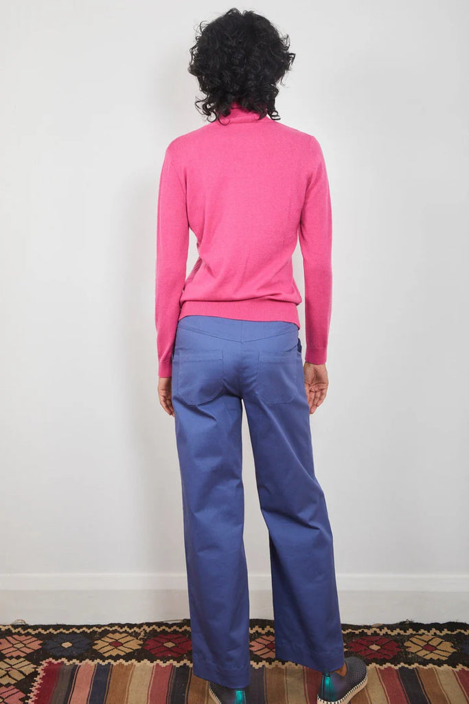 Dlaston Collette Roll neck Sweater Merino Cashmere French Pink on model back view