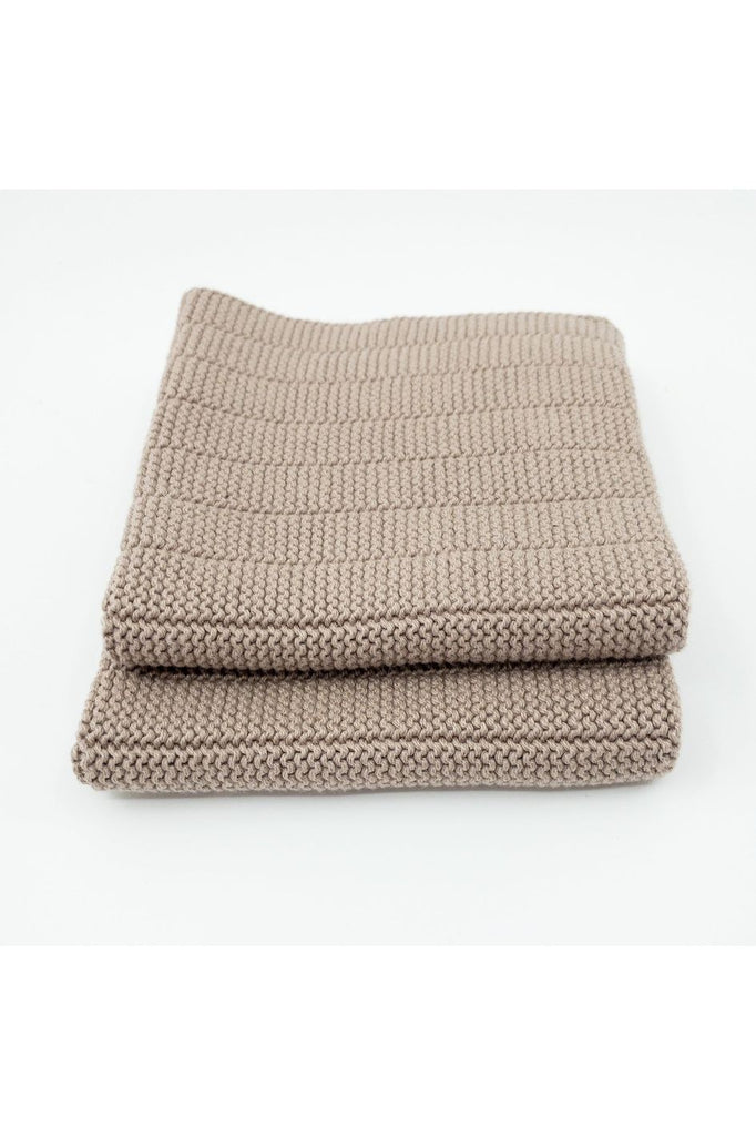 Ecovask DishCloth Set of Two Cloths in the colourway Hummus a neutral beige colourway.  Cloths sitting folded stacked on top of one another.