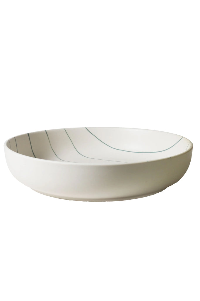 Coastal Junction Cream w Green Stripe | Salad Bowl Platters Robert Gordon