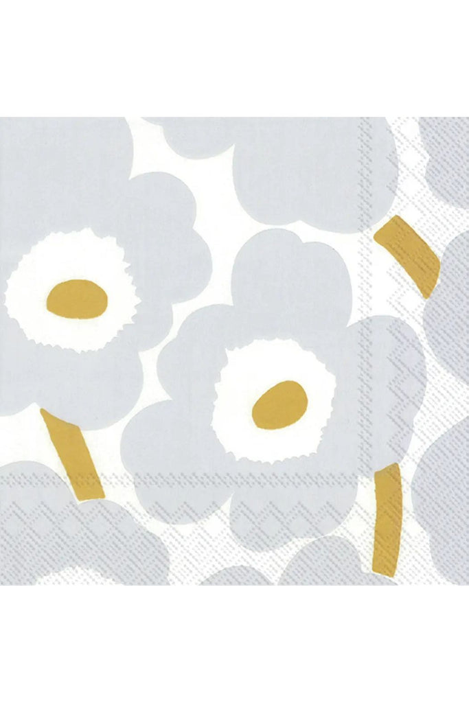 Christmas Luncheon Napkin | Marimekko Unikko White Silver Christmas Paper Napkins IHR