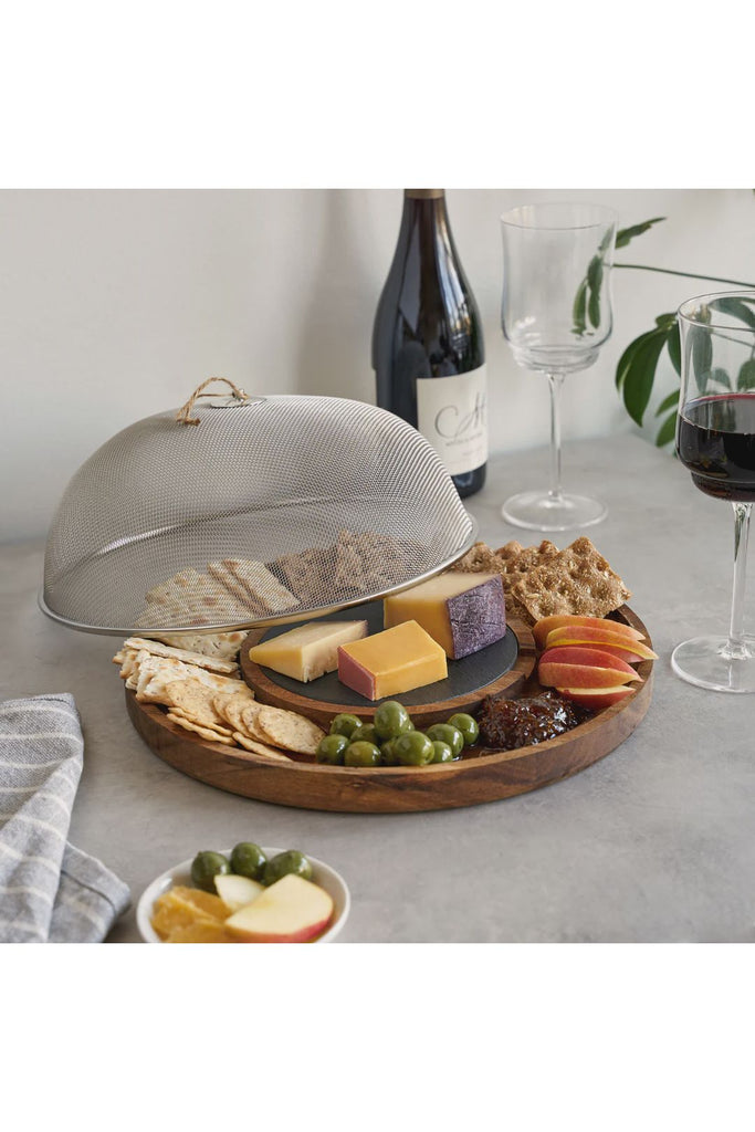 Modern Manor Slate & Acacia Cheese Board with Dome Serving Boards + Trays Twine Living