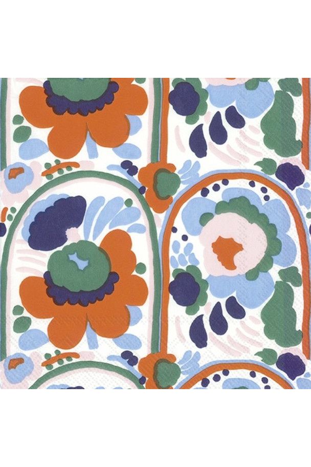 Luncheon Paper Napkin | Marimekko Karuselli orange Paper Napkins IHR