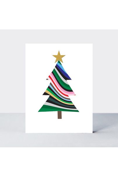 Greeting Card Mini | Colourful Tree w Gold Star atop Christmas Greeting Cards Rachel Ellen Design