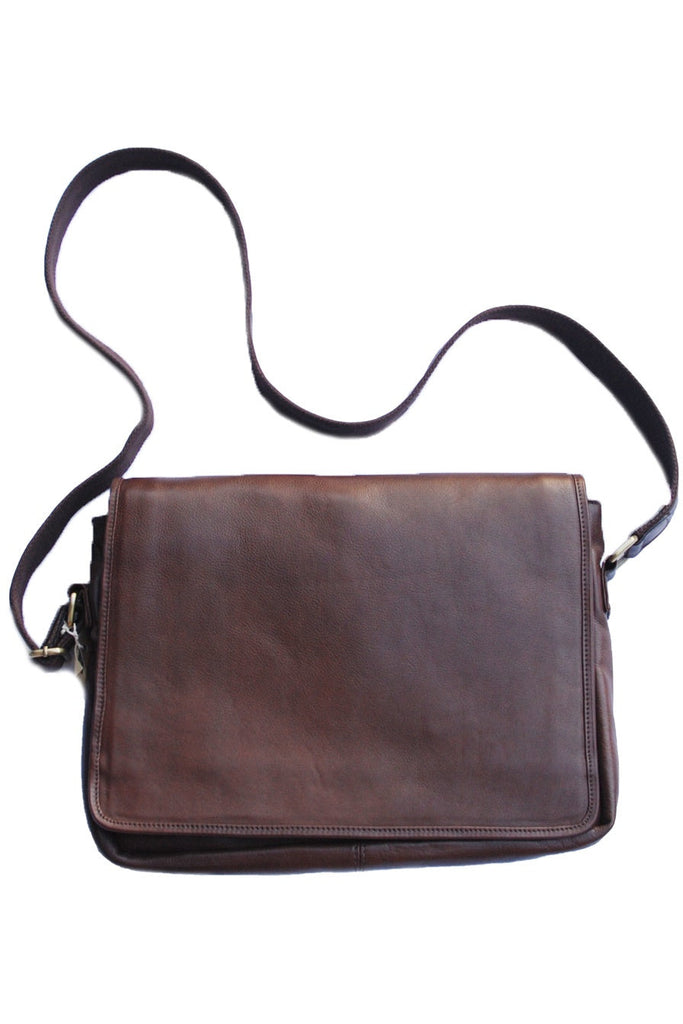 Leather Messenger Bag | Chocolate Brown Briefcases Baron & Buxton Leathergoods