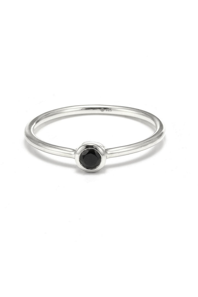 Sterling Silver Pistil Ring - Black Spinel Rings Small,Medium silk & STEEL