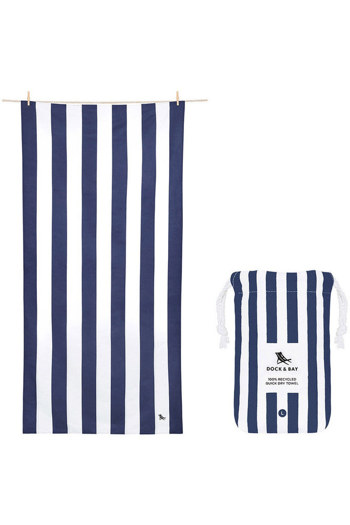 100% Recycled Beach Towel | Cabana Collection | Whitsunday Blue Beach + Pool Towels L,XL Dock & Bay