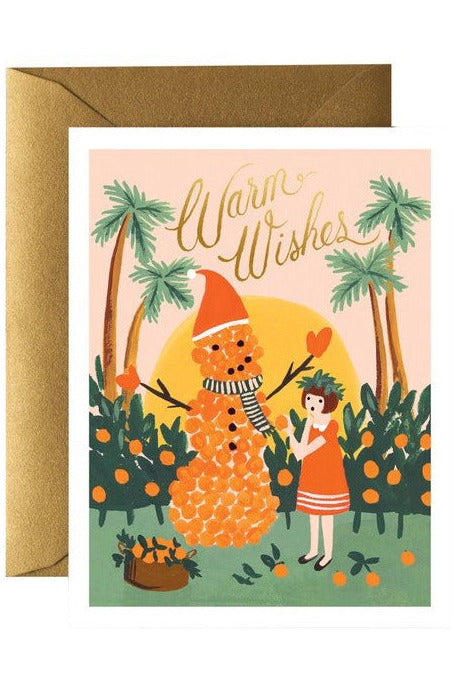 Greeting Card | Christmas Warm Wishes Snowman Christmas Greeting Cards Rifle Paper