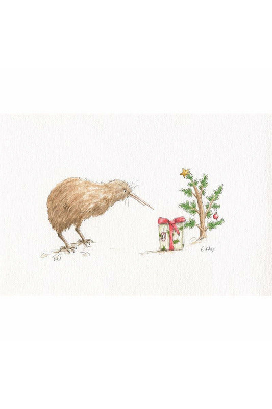 Christmas Greeting Card | Kiwi With Present Christmas Greeting Cards Emily Kelly