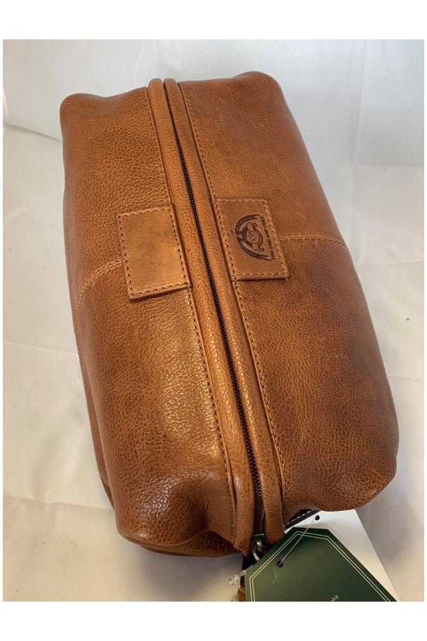 Dopp Vintage Leather Toilet Bag - Tan Makeup + Toiletry Bags Baron & Buxton Leathergoods