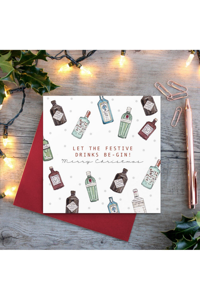 Greeting Card | Let The Festive Drinks Be- Gin Christmas Greeting Cards Toasted Crumpet