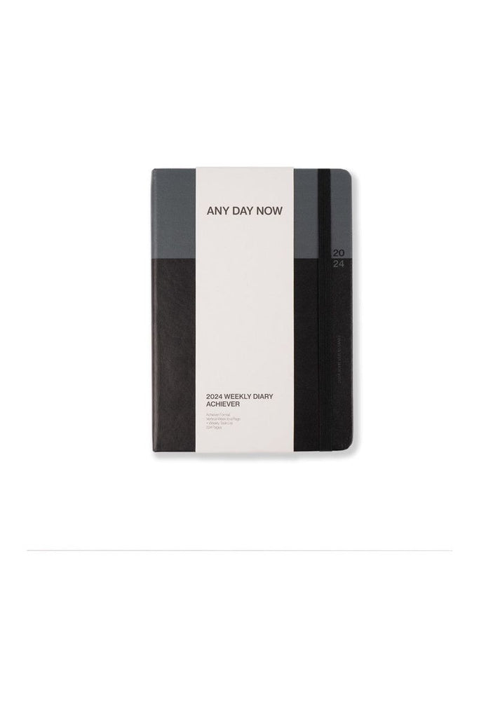 2024 Weekly Achiever Diary | Black + Grey Weekly Diaries Any Day Now