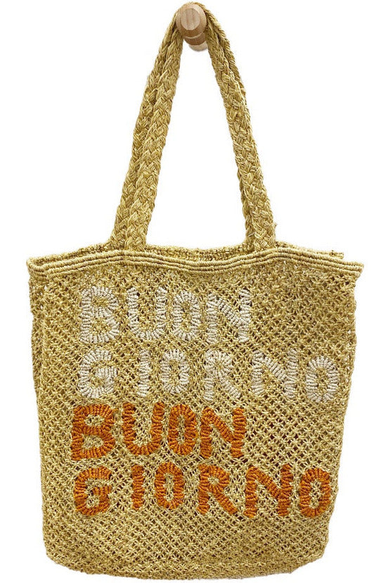 Buon Giorno Jute Bag | Mustard + Natural + Orange Tote Bags the Jacksons