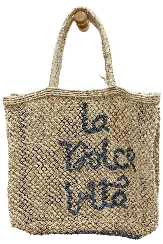 La Dolce Vita Jute Bag | Natural + Charcoal Tote Bags the Jacksons