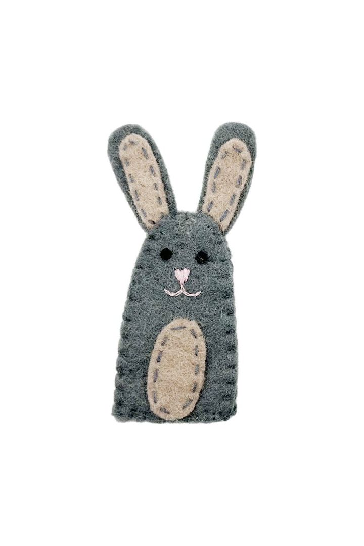 Pashom | Bunny Finger Puppet Grey | Crisp Home + Wear