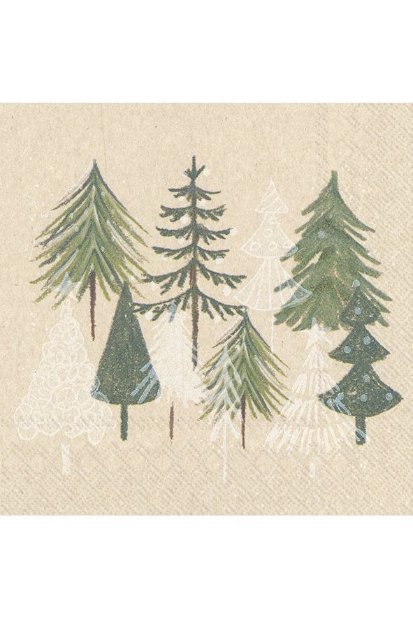 Green Xmas Trees Paper Cocktail Napkin Christmas Paper Napkins IHR