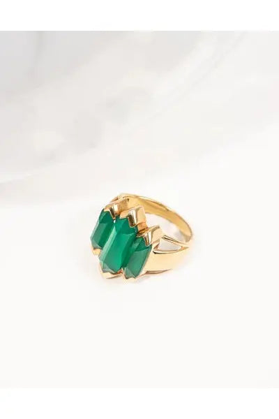 Fifth Symphony Green Onyx Knuckle Duster Ring | Gold Rings 6 Small (M),7 Medium (O),8 Large (Q) Cathy Pope