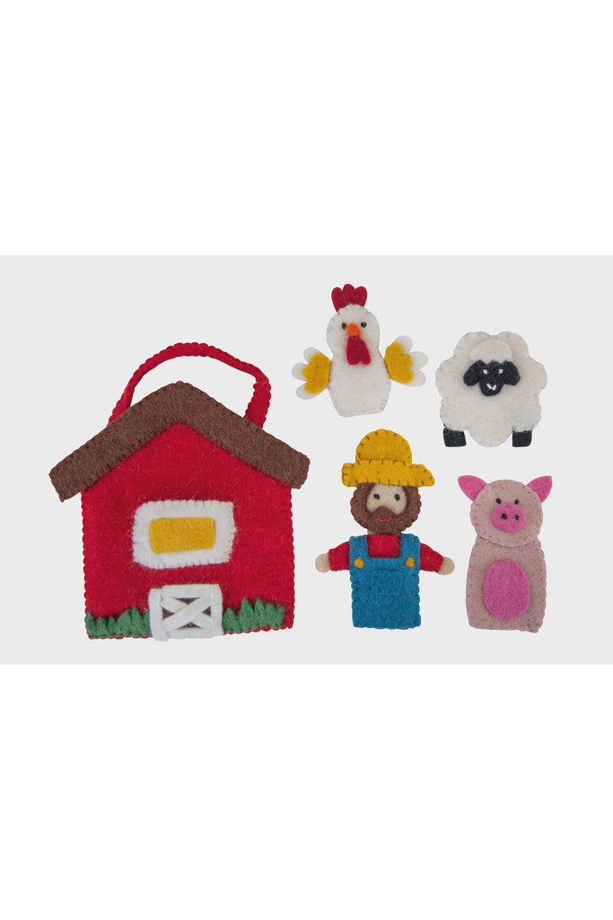 Pashom Farmyard Finger Puppet Play Bag photo showing Play Bag + 4 Finger Puppets