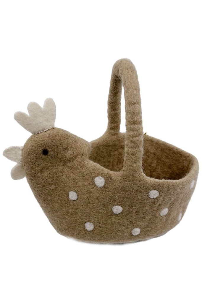 Chicken Basket Small | Beige w White Spots Easter Pashom
