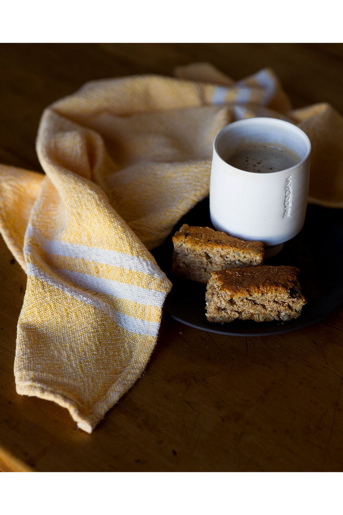 Barrydale Weavers Small Towel Yellow w Stripes on End | Crisp Home + Wear