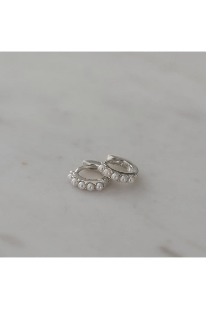 Mini Pearl Huggies - Sterling Silver Earrings S O P H IE