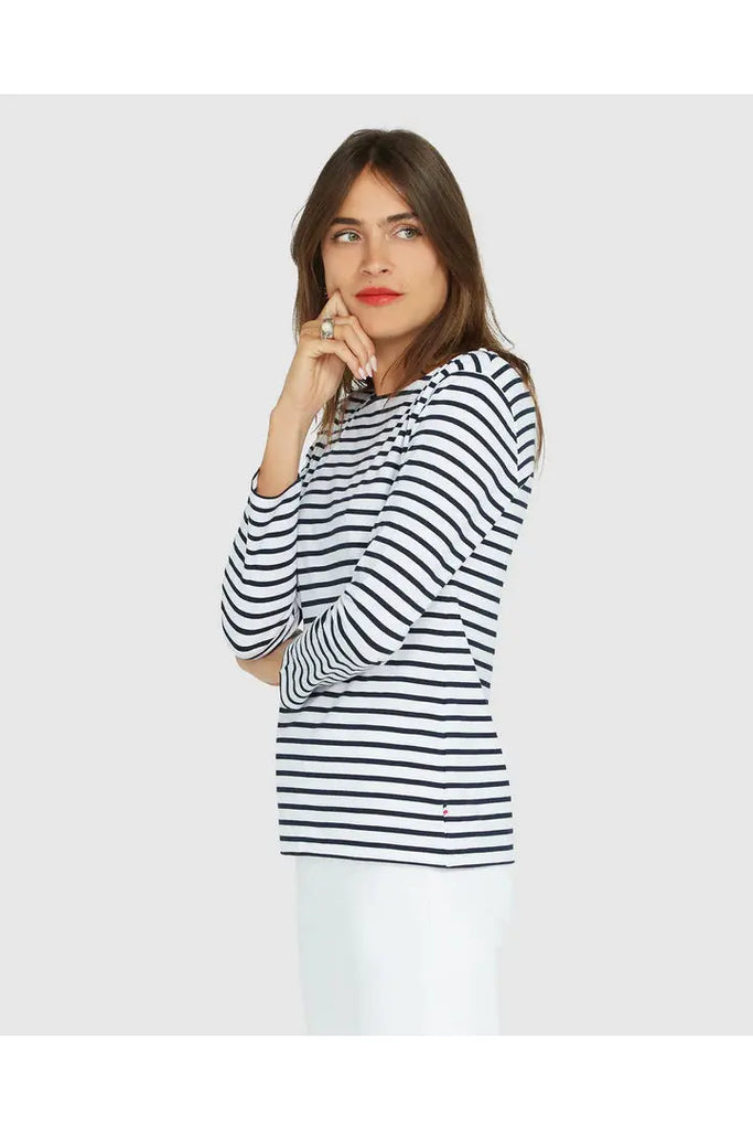 French Breton Boat Neck Top | Navy + White Stripe Tees S,M,L,XL Jac Cadeaux