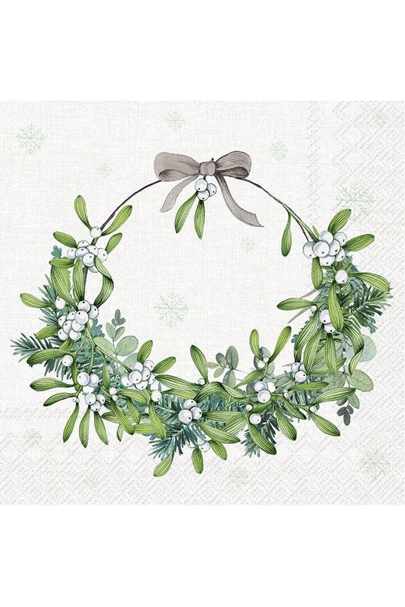 Mistletoe Wreath Paper Luncheon Napkin Christmas Paper Napkins IHR