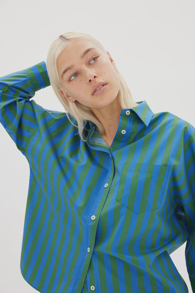 Chiara Classic Stripe Shirt | Dusk + Forest Shirts XS,S,M,L,XL LMND