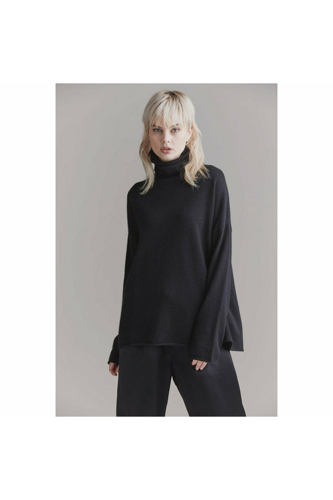 Mara Funnel Neck Jumper | Black Sweaters XS,S,M,L Laing